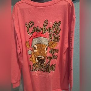 Simply Southern long sleeve pink Winter Holiday shirt.
